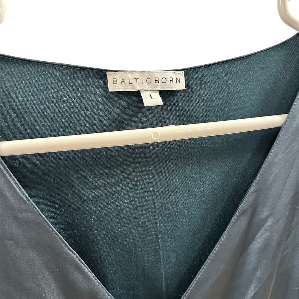 Baltic Born Krystal Satin Wrap Gown Size L Deep Blue - Picture 6 of 7